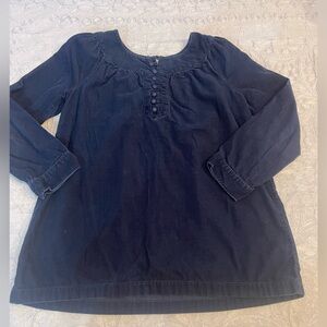 VGUC Lands' End Kids Navy Long Sleeve Pheasant Style Corduroy Top Sz 10